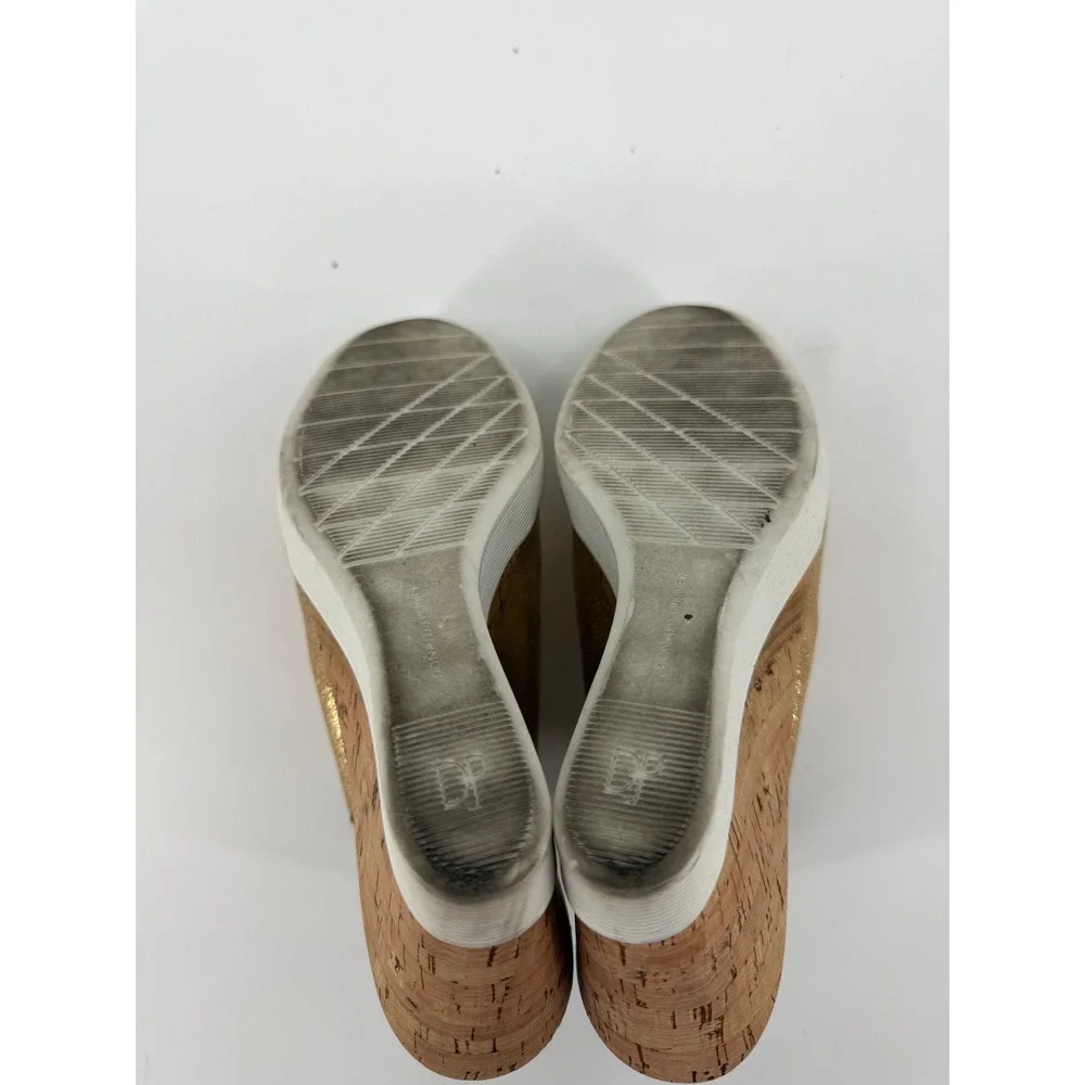 Donald J Pliner Calypso Metallic Gold Cork Wedge Sandals Peep Toe Womens 9M